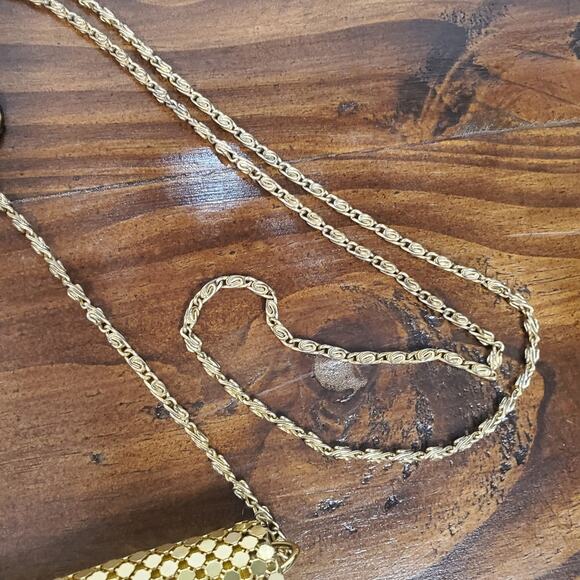 Vintage Gold Metal Mesh Shoulder Bag Chain Strap Flap Wedding Glam Holiday Party - Picture 4 of 12